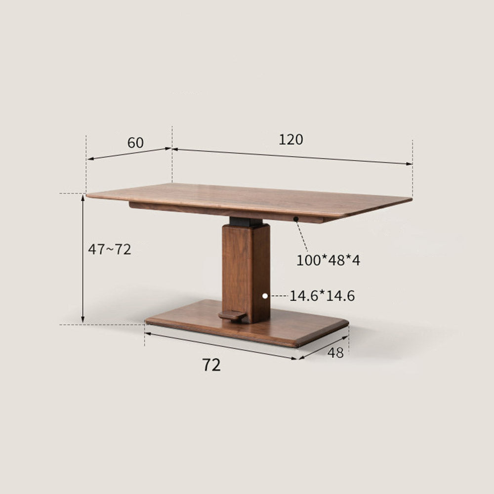 Linnich Natural Solid Walnut Height Adjustable Coffee Table