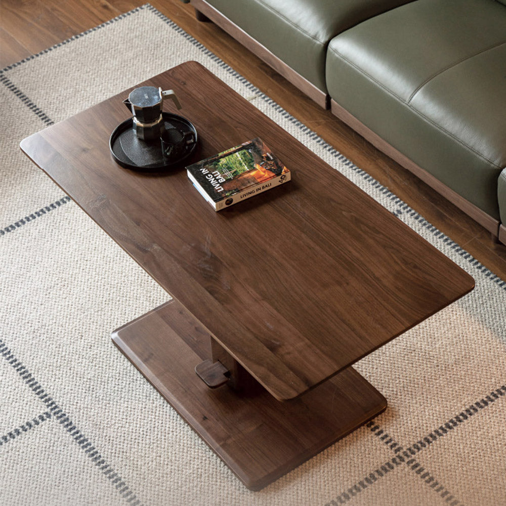 Linnich Natural Solid Walnut Height Adjustable Coffee Table