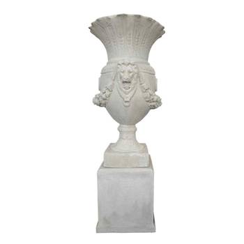 Lion Urn & Pedestal French Lime Wash LPAPLIONLIM