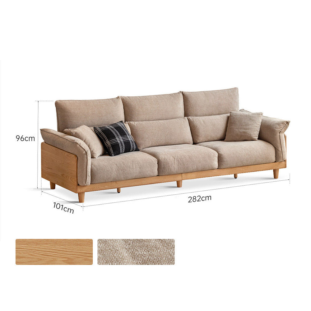 Lipari Natural Solid Oak Chenille Sofa