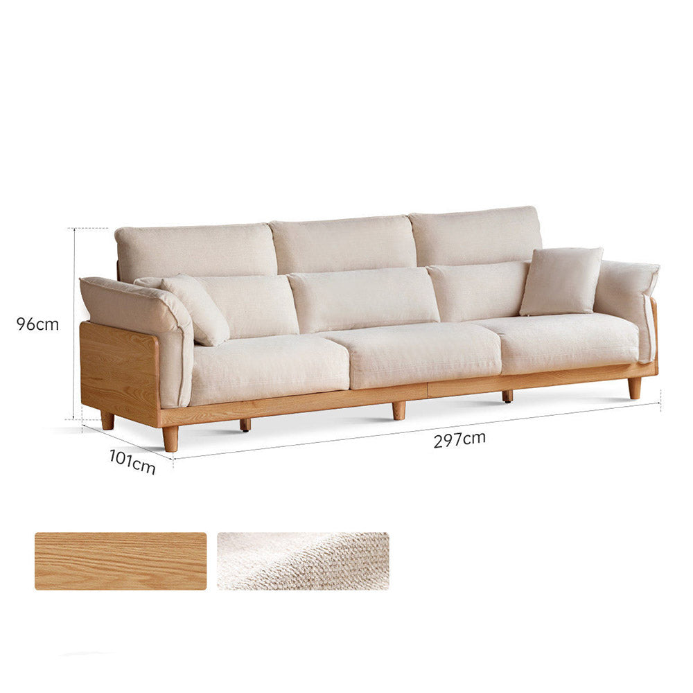 Lipari Natural Solid Oak Chenille Sofa