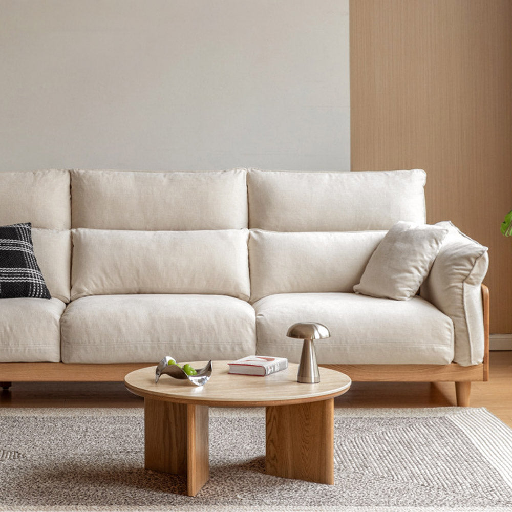 Lipari Natural Solid Oak Chenille Sofa