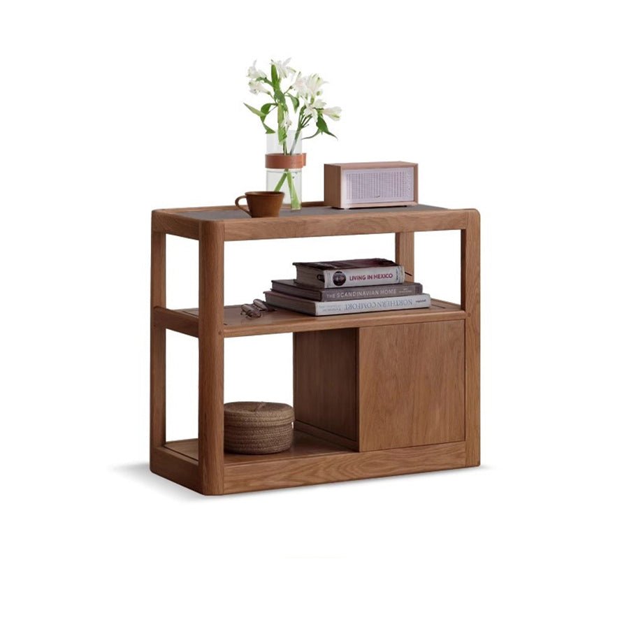 Lisbon Solid Ash Movable Side Table with Ceramic Top | Oak Furniture Store