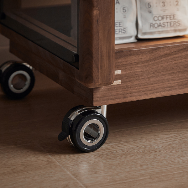 Lisbon Solid Walnut Height Adjustable Side Table with Steel Top