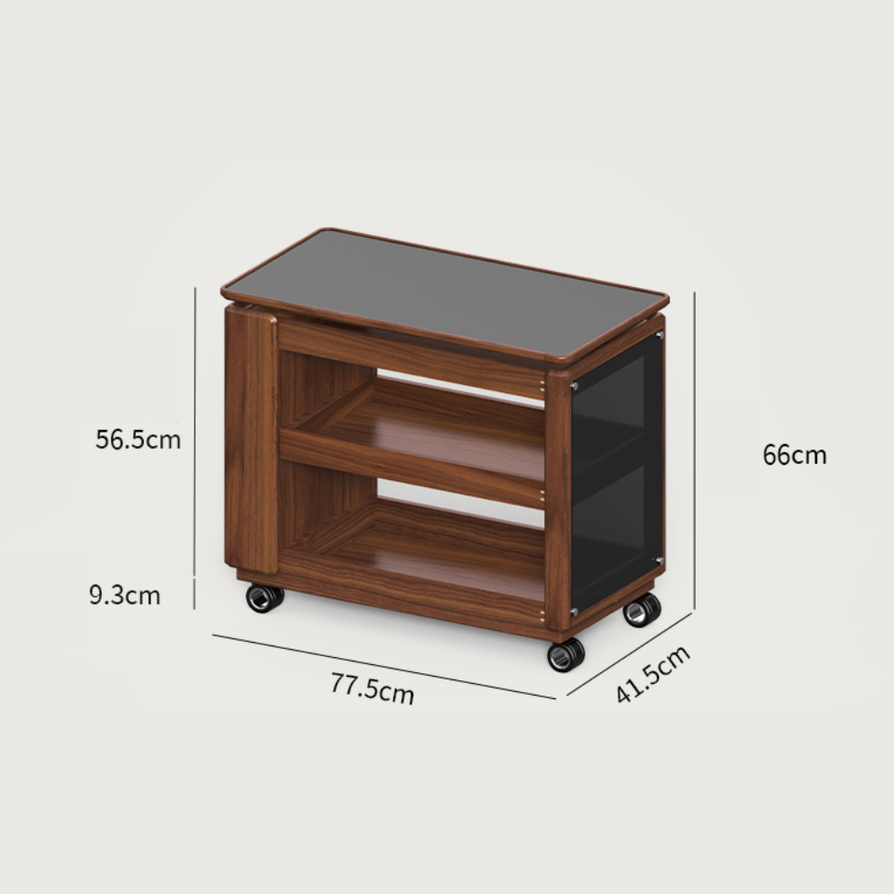 Lisbon Solid Walnut Height Adjustable Side Table with Steel Top