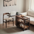 Lisbon Solid Walnut Height Adjustable Side Table with Steel Top