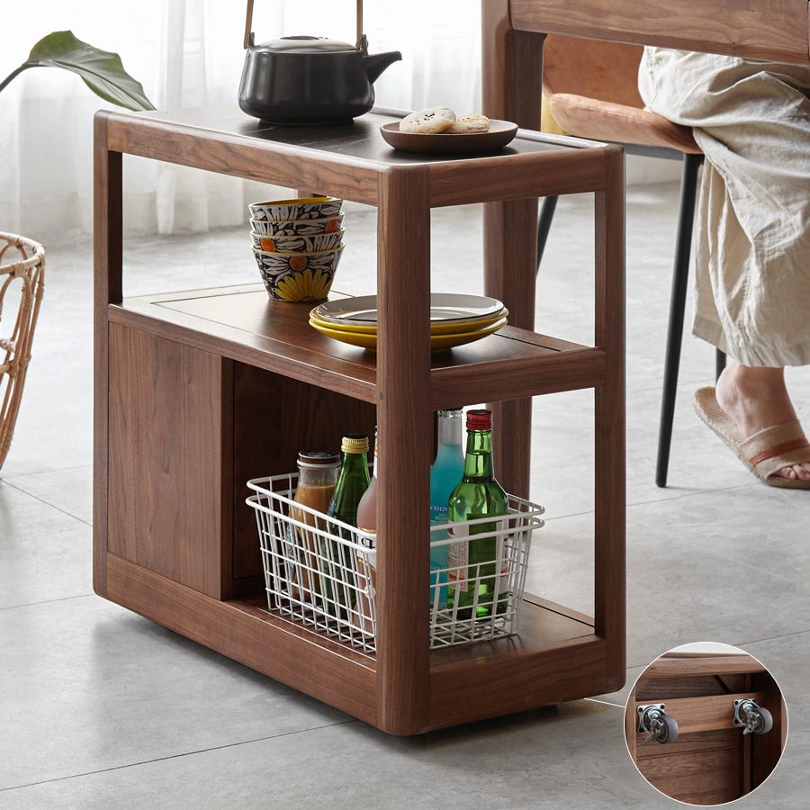 Lisbon Solid Walnut Movable Side Table with Ceramic Top | Oak Furniture Store