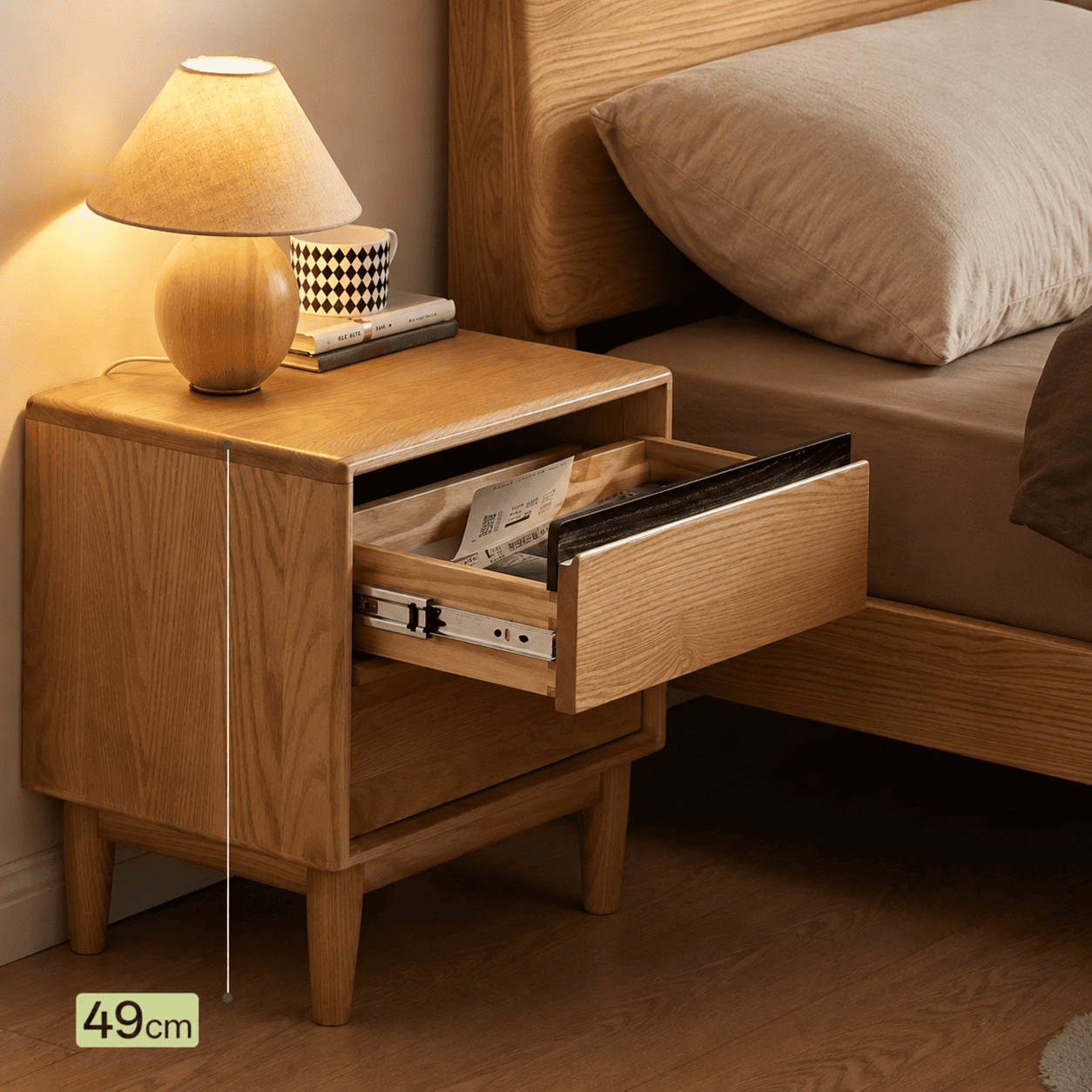 Lisburn Natural Solid Ash Bedside Table