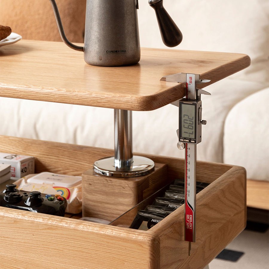 Liverpool Solid Oak Height Adjustable Side Table | Oak Furniture Store