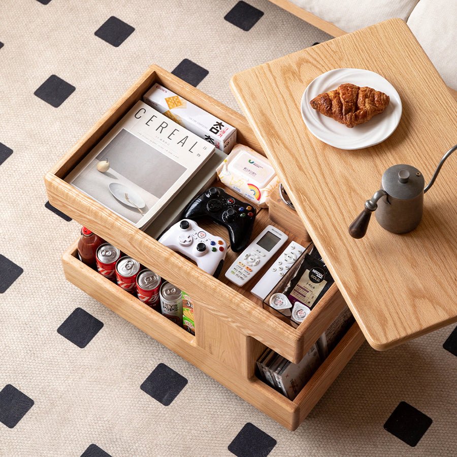 Liverpool Solid Oak Height Adjustable Side Table | Oak Furniture Store