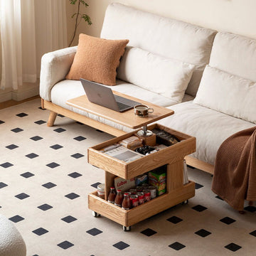 Liverpool Solid Oak Height Adjustable Side Table – Oak Furniture Store ...