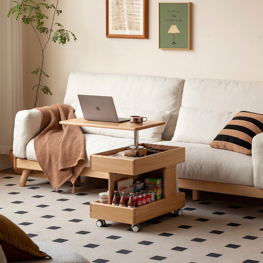 Liverpool Solid Oak Height Adjustable Side Table | Oak Furniture Store