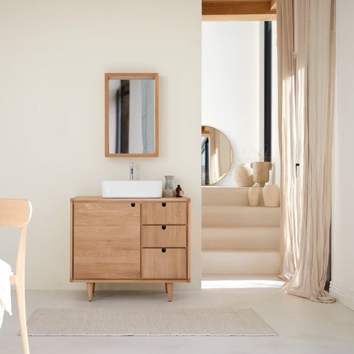 Lorris Natural Solid Oak Single Basin Vanity Unit