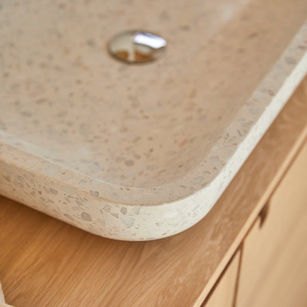 Louin Moon Rectangular Premium Terrazzo Basin - Oak Furniture Store