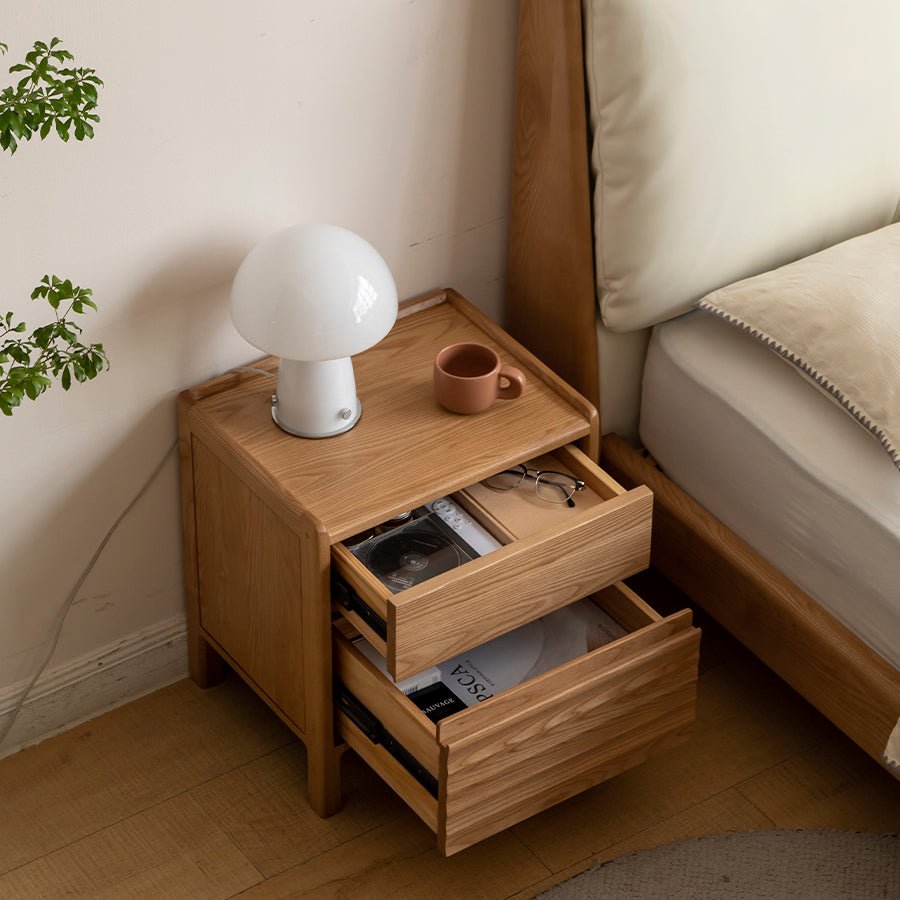 Loze Natural Solid Ash Bedside Table | Oak Furniture Store