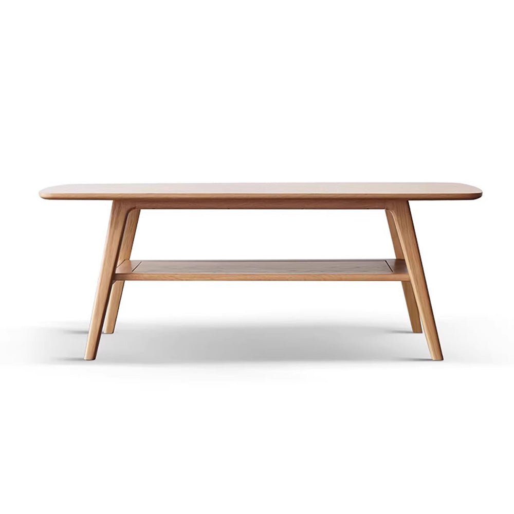Lubin Natural Solid Oak Coffee Table with Shelf | small coffee table for books and decors for NZ | Oak Furniture Store