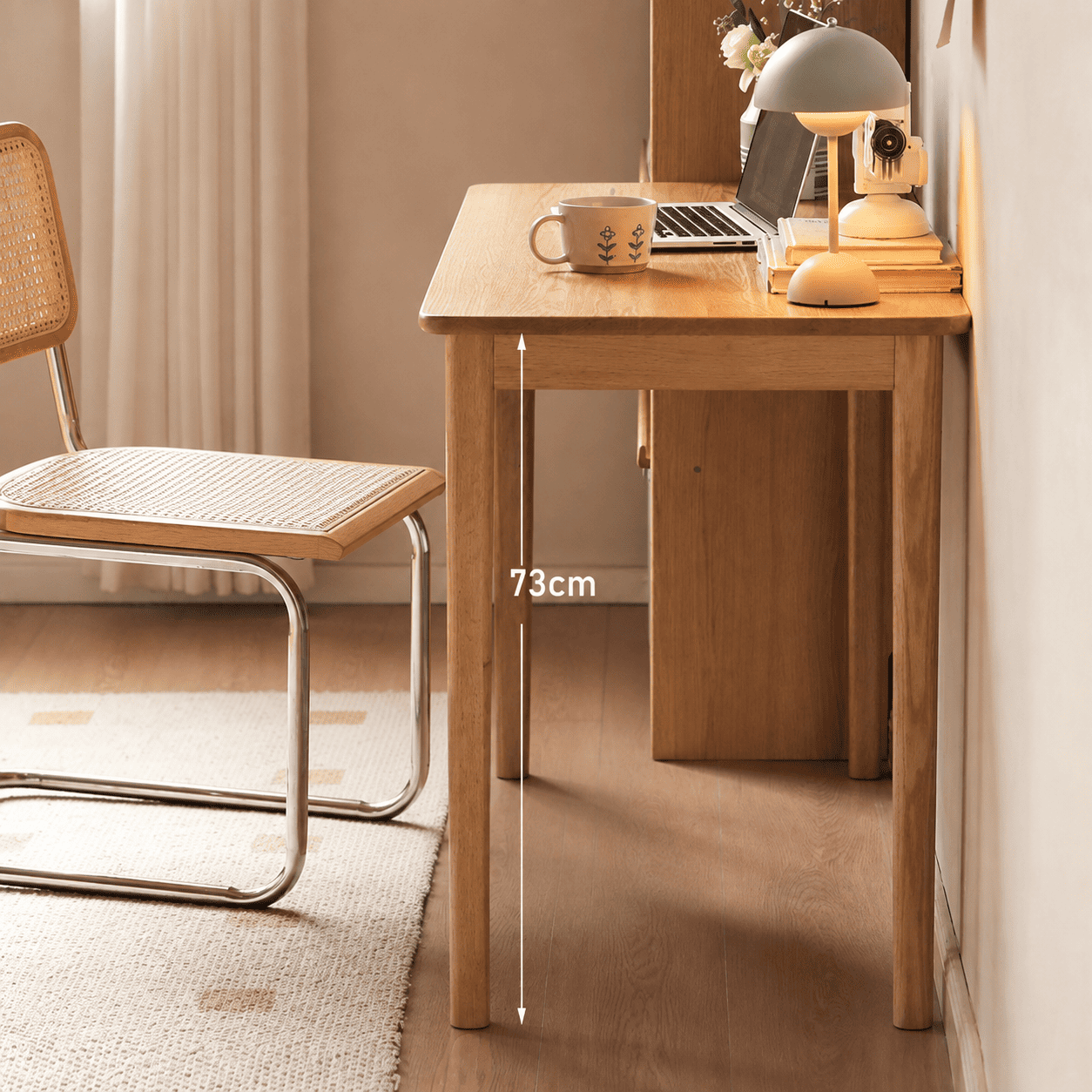 Modern oak study desk featuring a clean-lined design and natural wood finish