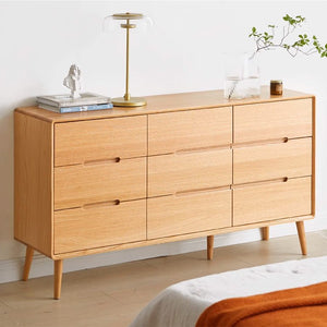 Malmo Natural Solid Oak Chest of 9 Drawers - Oak Furniture Store & Sofas