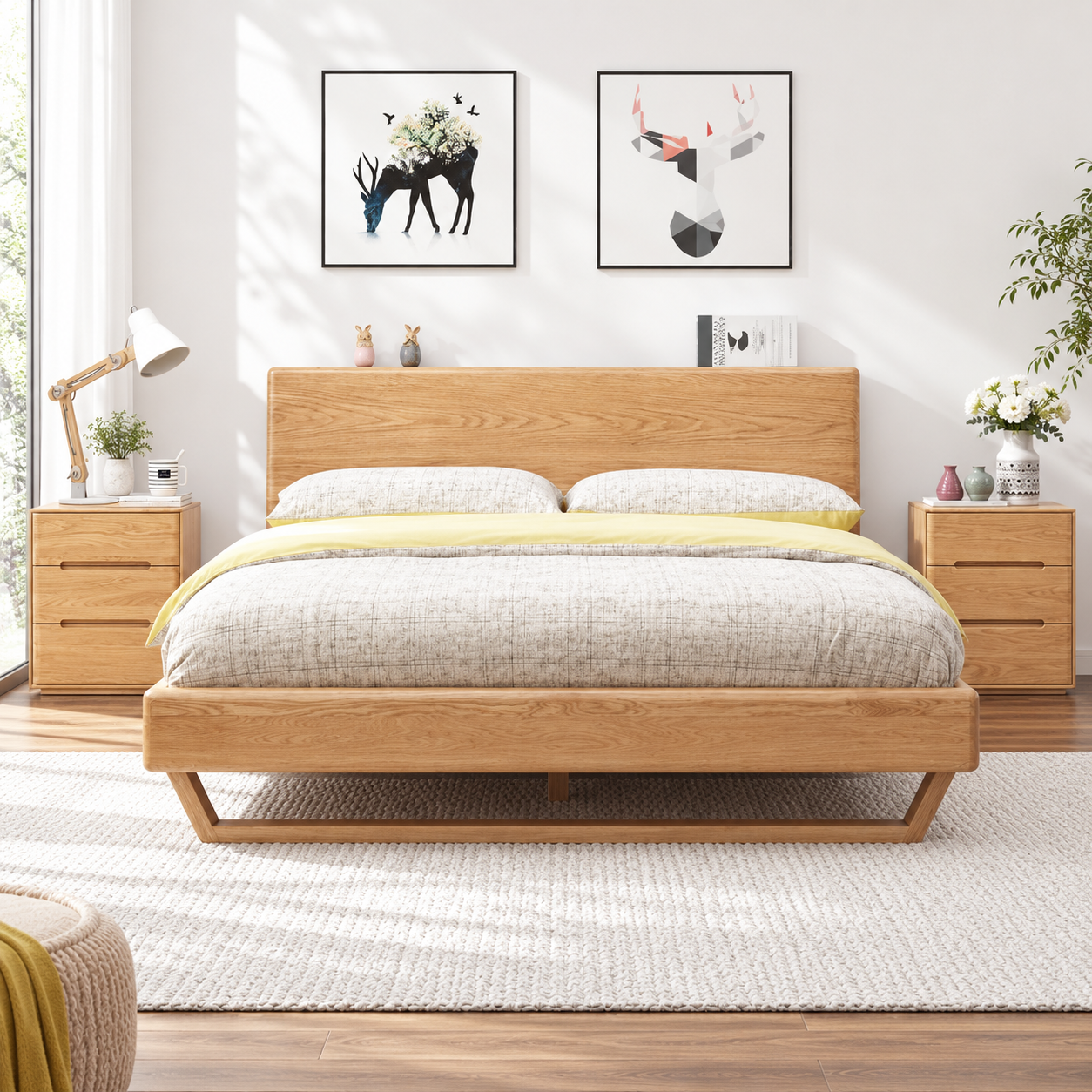 Manchester Natural Solid Oak Bed Frame - Oak Furniture Store