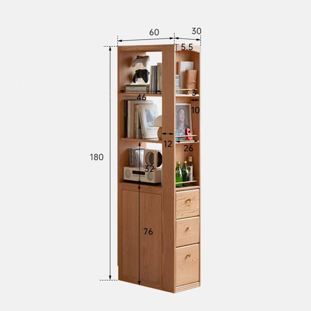 Marradi Natural Solid Oak Slim Bookcase