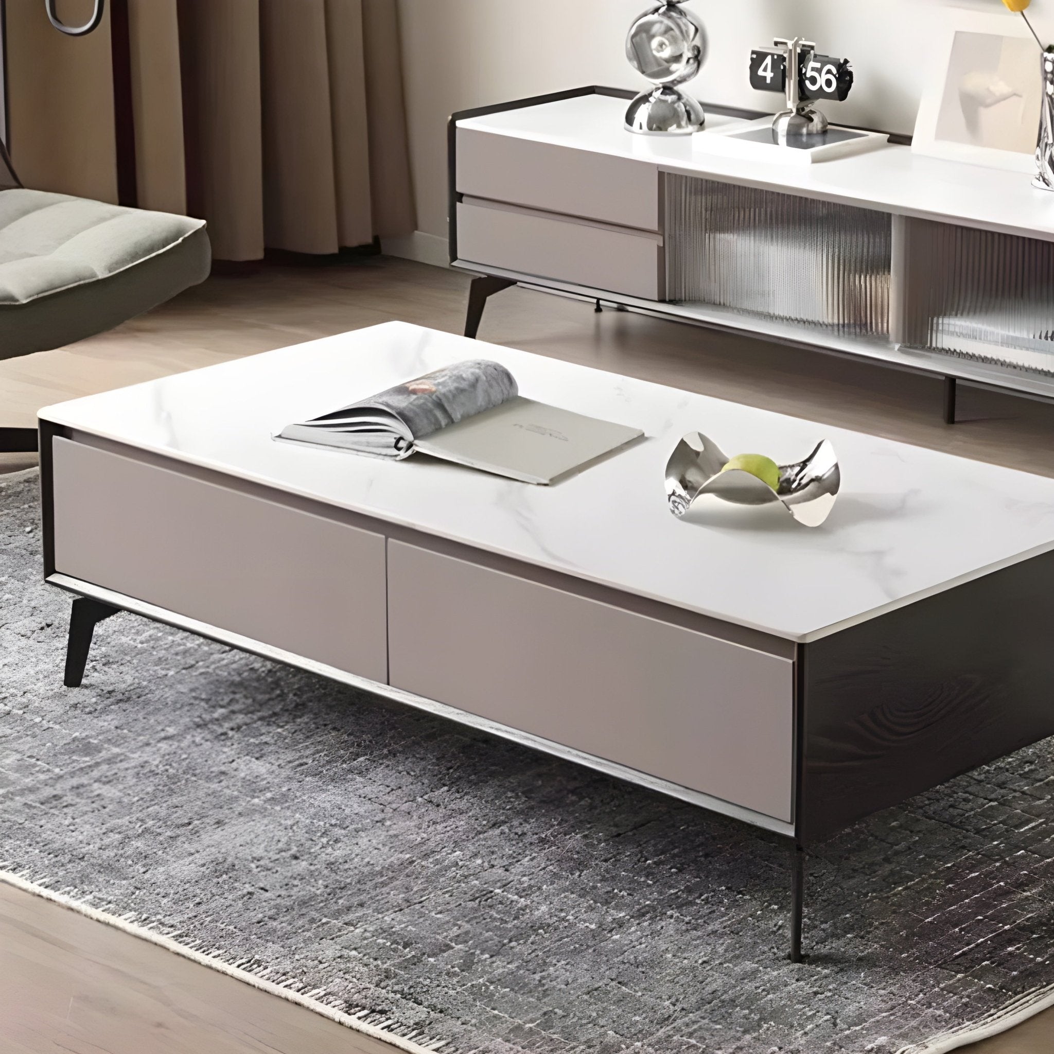 Marsta Solid Oak Coffee Table | square coffee table with marble top for NZ local | Oak Furniture Store