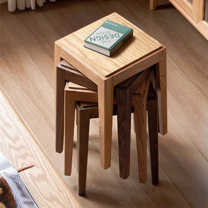 Matsue Natural Solid Wood Stacking Stool - Oak Furniture Store