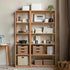 Medolla natural solid oak storage shelf with open shelving used as a bookshelf