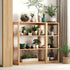 Medolla natural solid oak storage shelf with open shelving used as a bookshelf