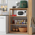 Medolla natural solid oak storage shelf with open shelving used as a bookshelf