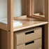 Medolla natural solid oak storage shelf with open shelving used as a bookshelf