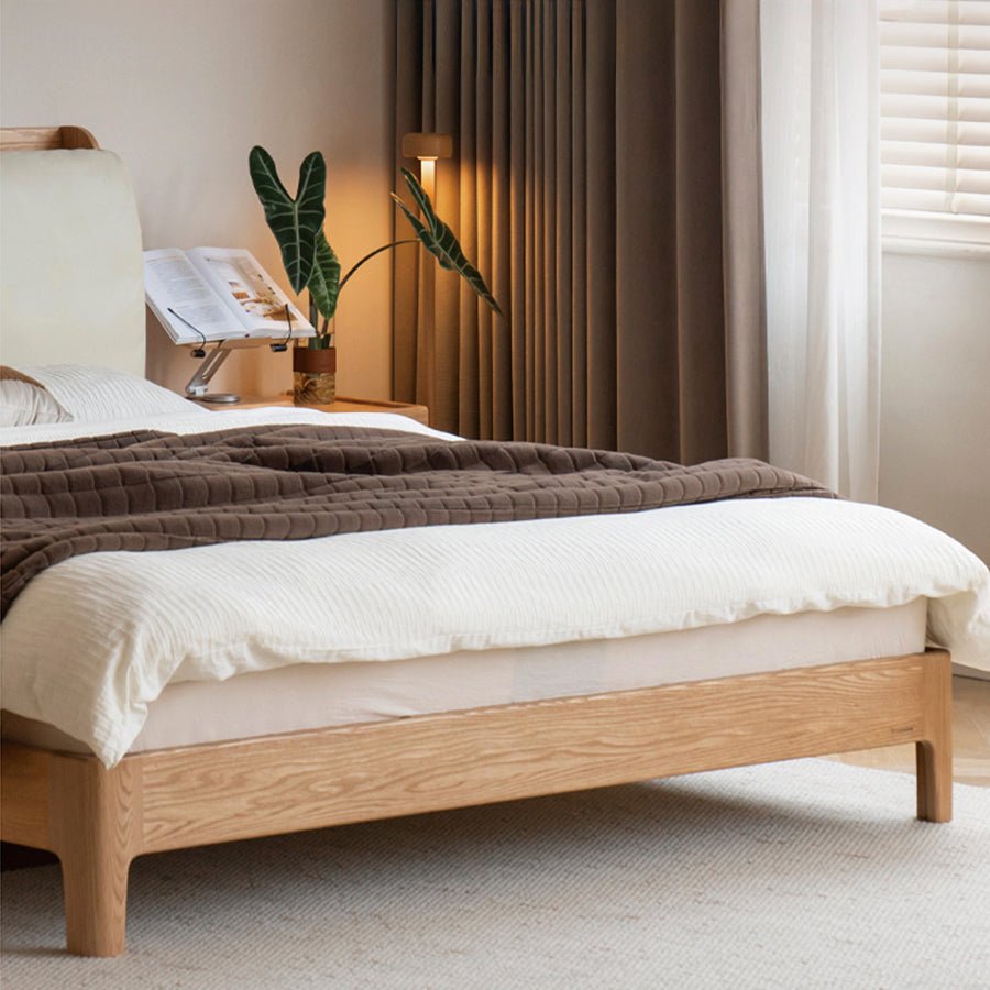 Menet Natural Solid Oak Cushion Back Bed Frame | Oak Furniture Store