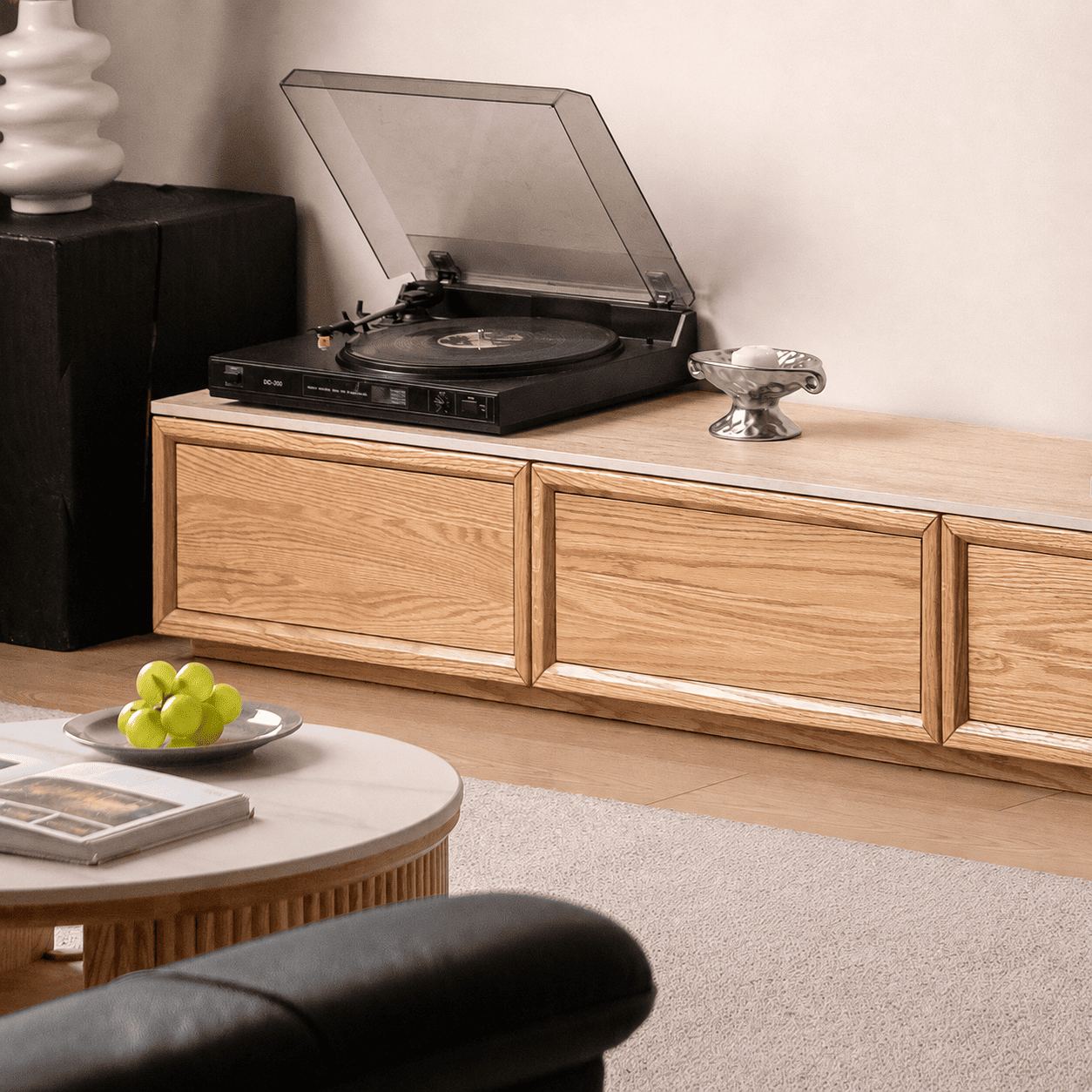 Mesa Natural Solid Oak Entertainment Unit with Ceramic Top