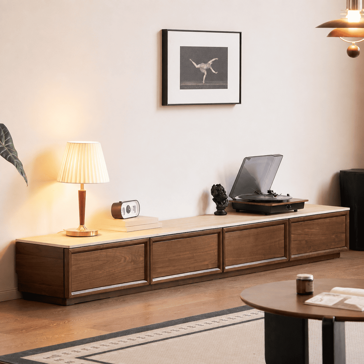 Mesa Natural Solid Walnut Entertainment Unit with Ceramic Top
