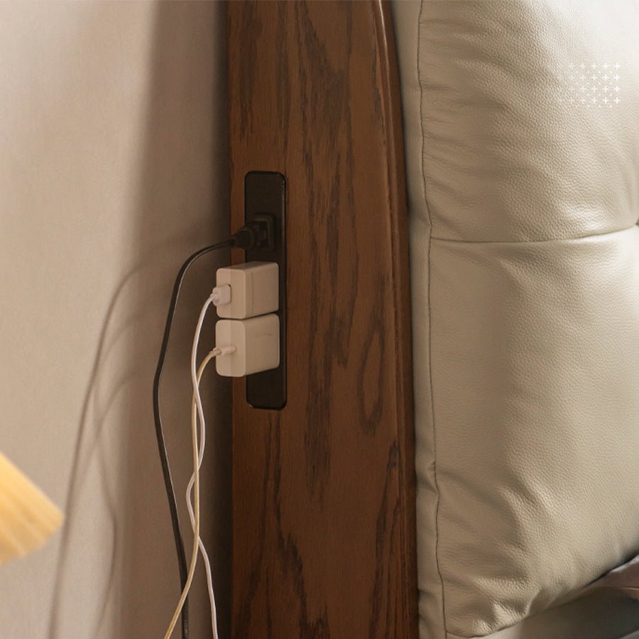 Messina Solid Oak in Walnut Colour Cushion Back Bed Frame | Oak Furniture Store