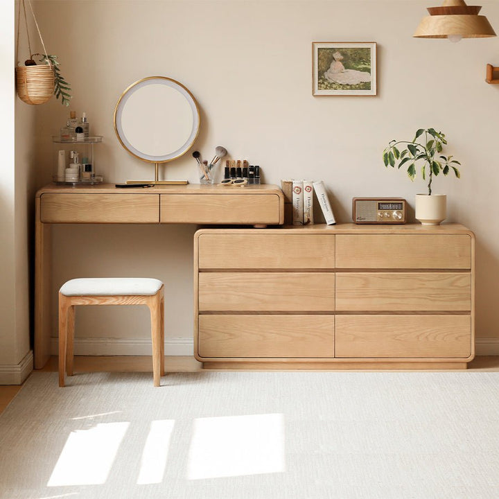 Millburn Solid Ash Extending Turning Dressing Table with Chest of Draw ...