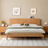 Mirandola Natural Solid Rubber Wood Bed Frame with Adjustable Headboard