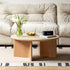 Mitro round oak coffee table with travertine ceramic top. Marble-look durability for modern Aussie homes. Shop now online.