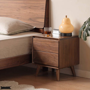 Mocka Solid Walnut Bedside Table - Oak Furniture Store