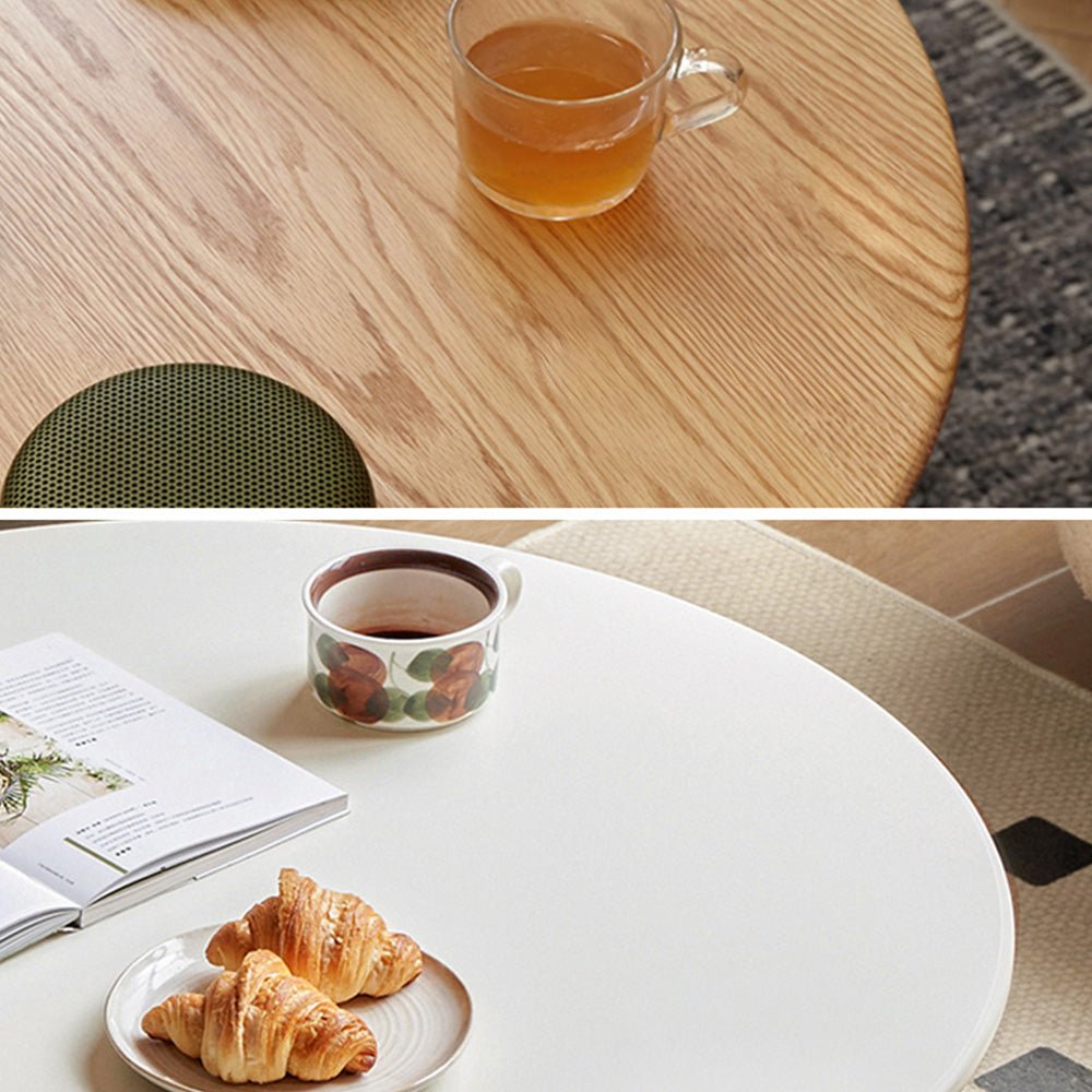 Moissac Natural Solid Oak Round Coffee Table | round coffee table with marble top for NZ living room | Oak Furniture Store