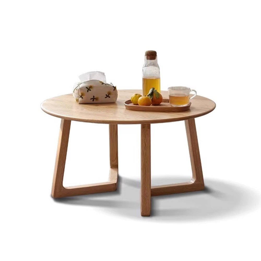 Moissac Natural Solid Oak Round Coffee Table | round coffee table with marble top for NZ living room | Oak Furniture Store