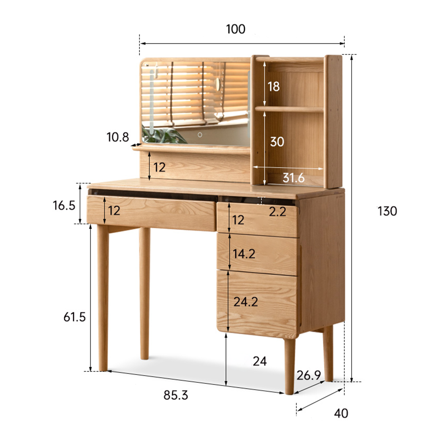 Montclar Natural Solid Ash Dressing Table