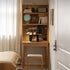 Monte natural solid oak desk with hutch featuring pegboard, shelves, and compact design