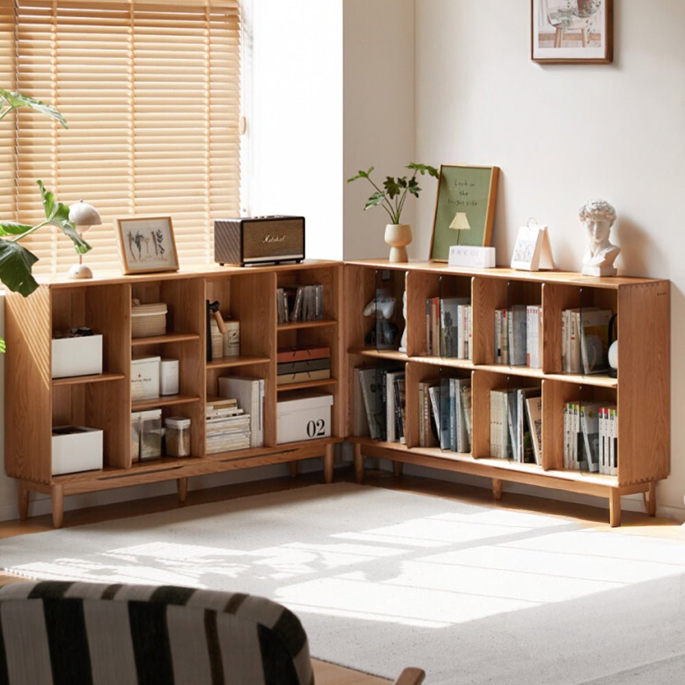 Myrland Natural Solid Oak Low Bookcase | Oak Furniture Store