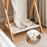 Close-up of Naila coat rack fabric lower shelf and stitched support detail