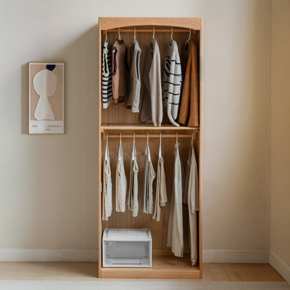 Naila Natural Solid Oak Wardrobe with Curtain – Oak Furniture Store New ...