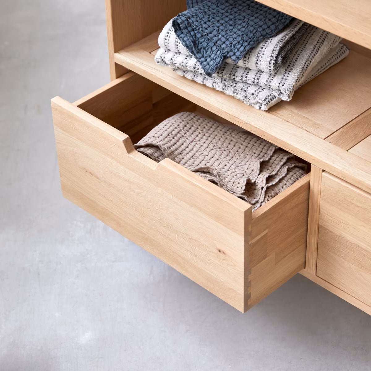 Nanterre Natural Solid Oak Double Basin Vanity Unit - Oak Furniture Store