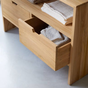 Nanterre Natural Solid Oak Double Basin Vanity Unit - Oak Furniture Store