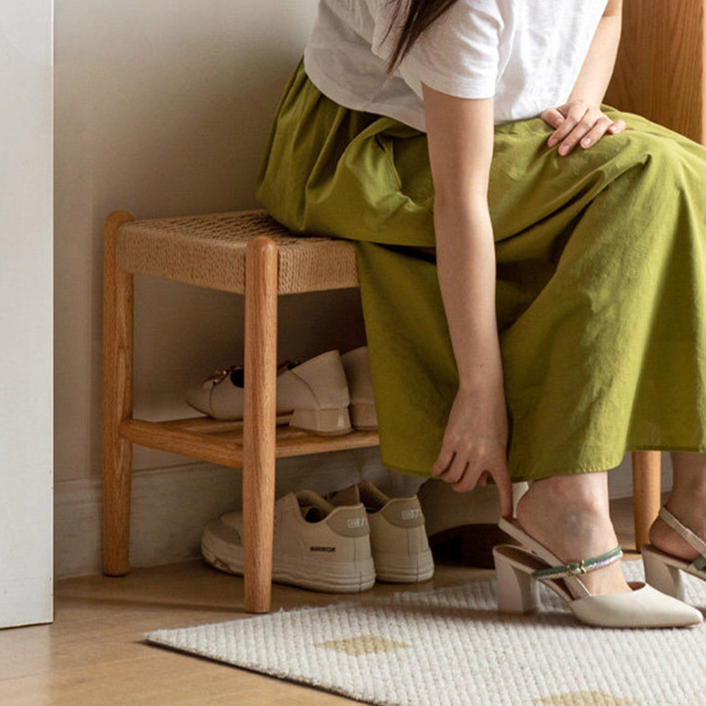 Nara Natural Solid Oak Shoe Bench