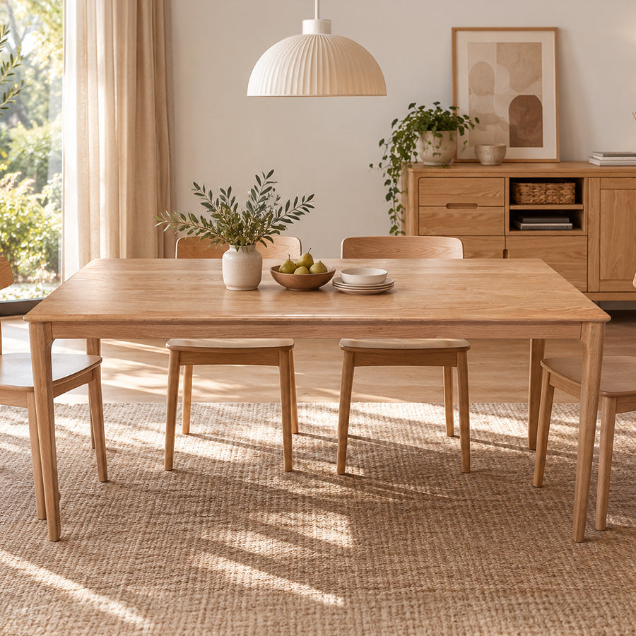 Seattle Natural Solid Oak Large Dining Table