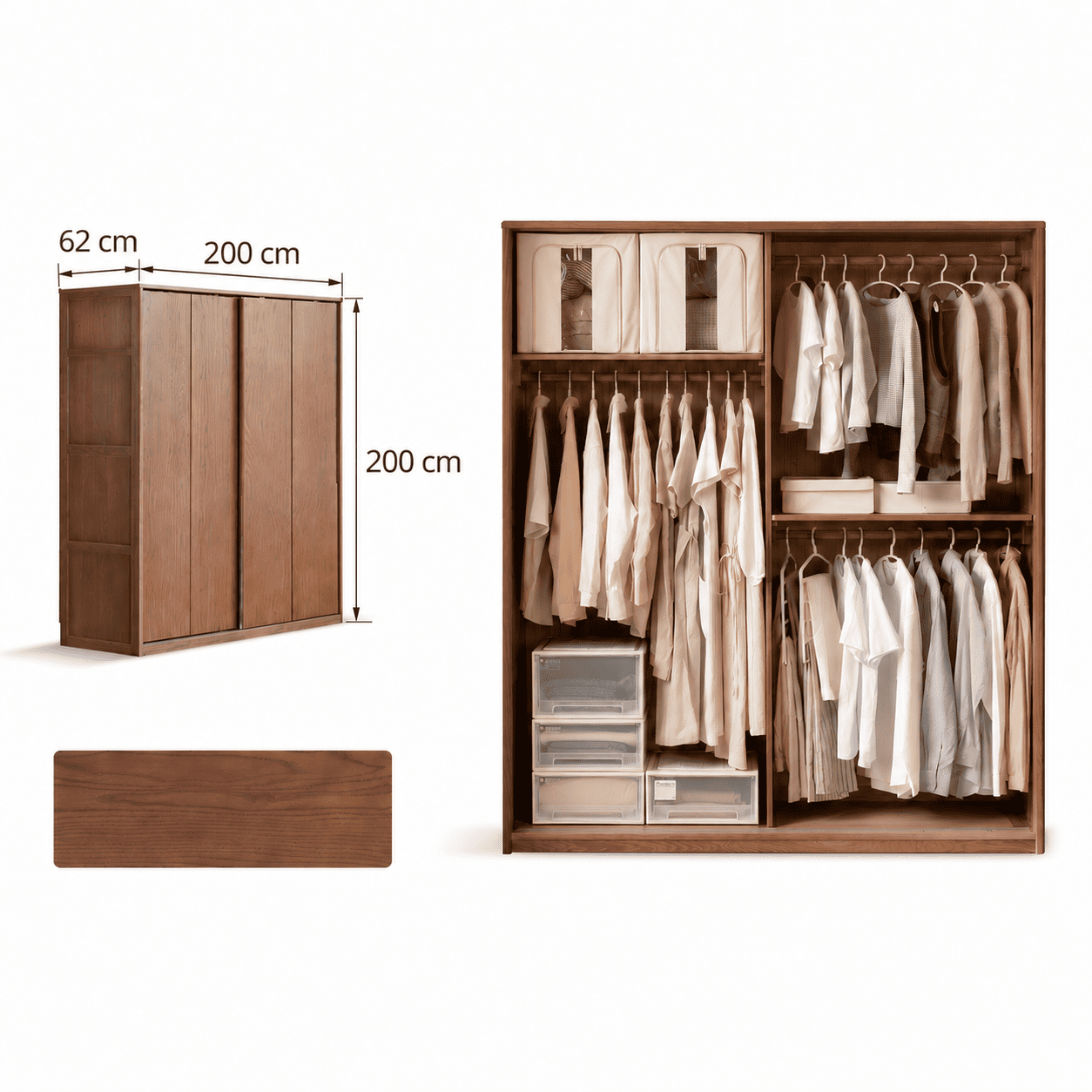 Neath 200 cm solid oak sliding door wardrobe dimension and internal storage guide